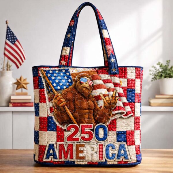 Patriot Sasquatch Quilted Tote Bag