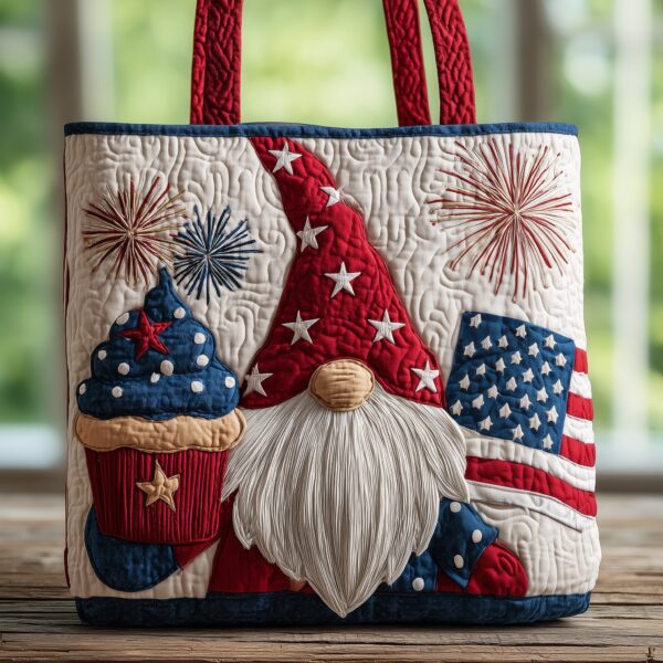 Patriotic Gnome Quilted Tote Bag