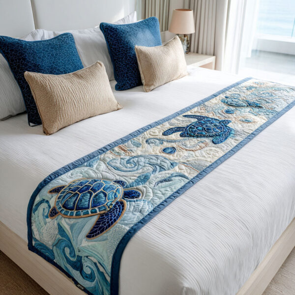 Turtle Quilted Bed Runner II