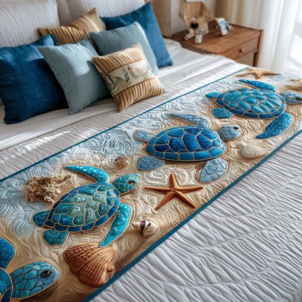 Turtle Quilted Bed Runner