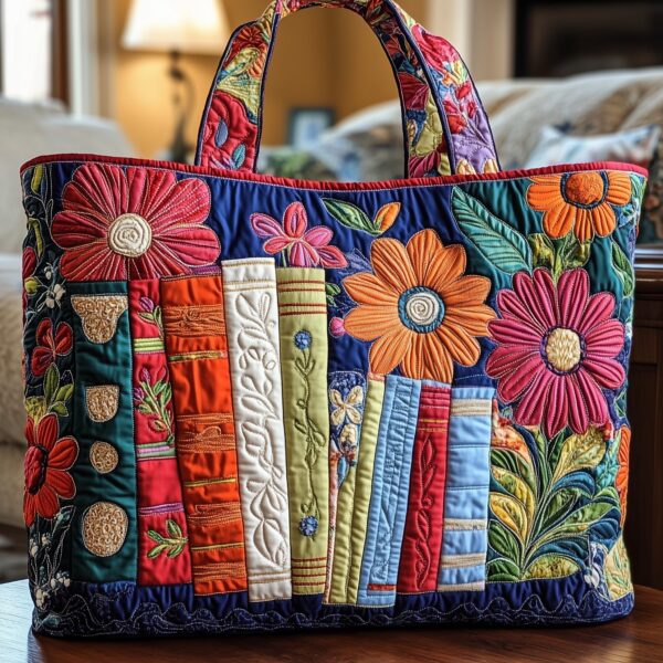 Bookworm Quilted Tote Bag