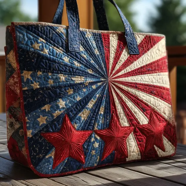 Patriotic Stars Quilted Tote Bag