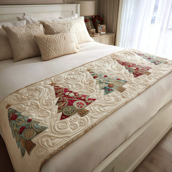 Holly Jolly Tree Quilted Bed Runner
