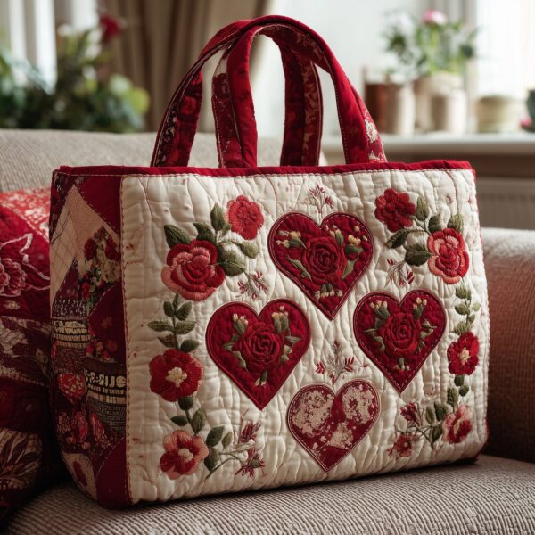 Loving Rose Quilted Tote Bag