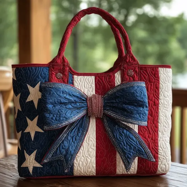 Patriotic Bow Quilted Tote Bag II
