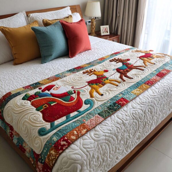 Santa Sleigh Quilted Bed Runner