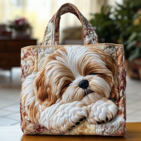 Adorable Shih Tzu Quilted Tote Bag
