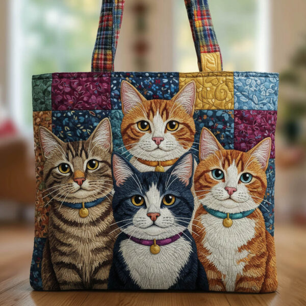 Playful Kittens Quilted Tote Bag