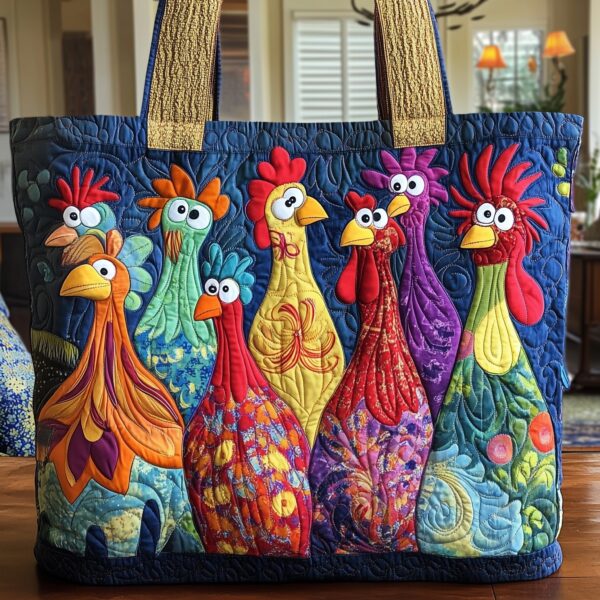 Whimsical Chicken Quilted Tote Bag II