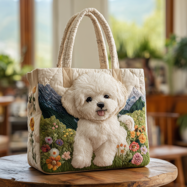 Adorable Bichon Quilted Tote Bag IV