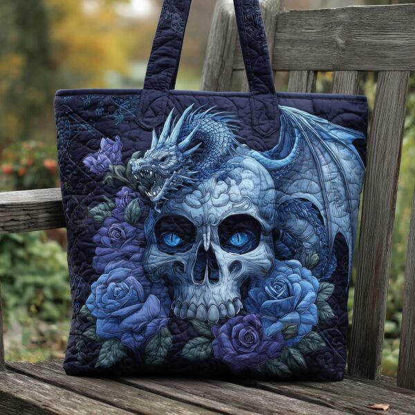 Dragon And Skull Quilted Tote Bag