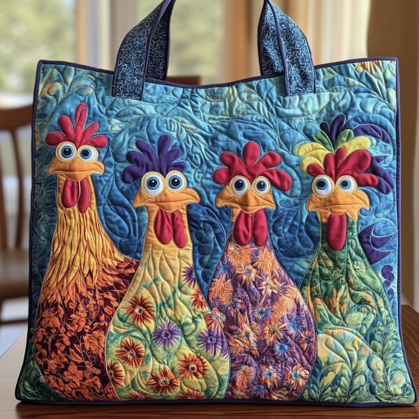 Funky Chicken Quilted Tote Bag II