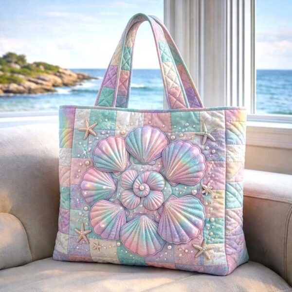 Seaside Shells Quilted Tote Bag