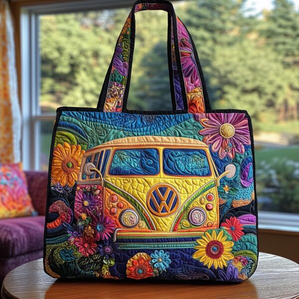 Hippie Vibe Quilted Tote Bag