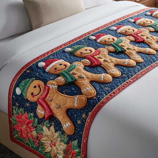 Gingerbread Holiday Charm Quilted Bed Runner