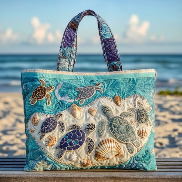 Hug-a-Turtle Quilted Tote Bag