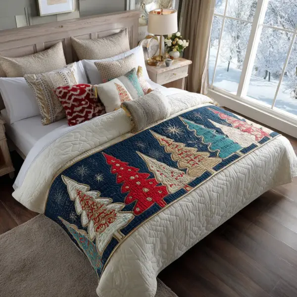 Jolly Trees Quilted Bed Runner