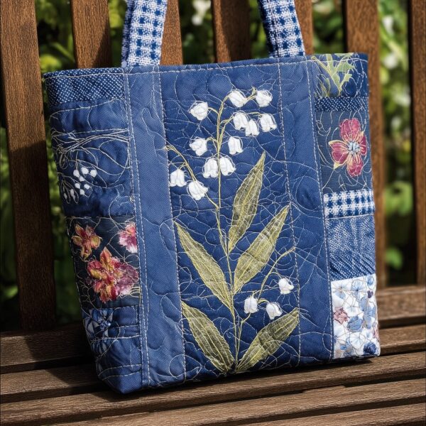Vintage Lily Of The Valley Quilted Tote Bag