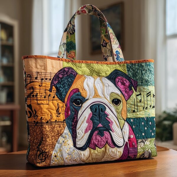 Bulldog Quilted Tote Bag