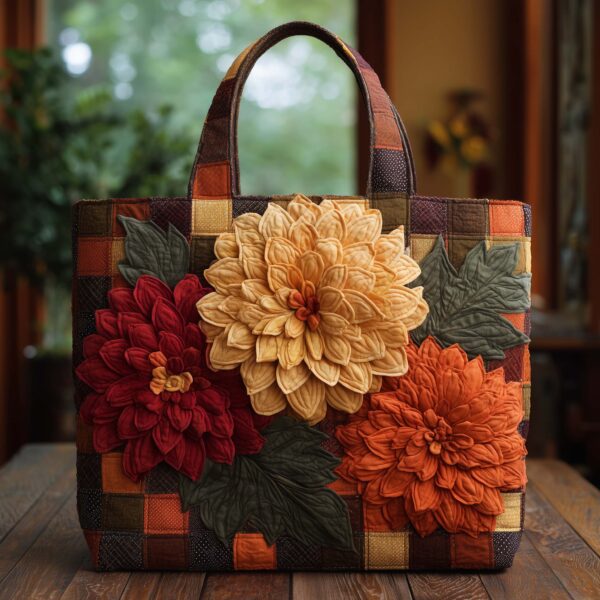 Dahlia Patchwork Quilted Tote Bag