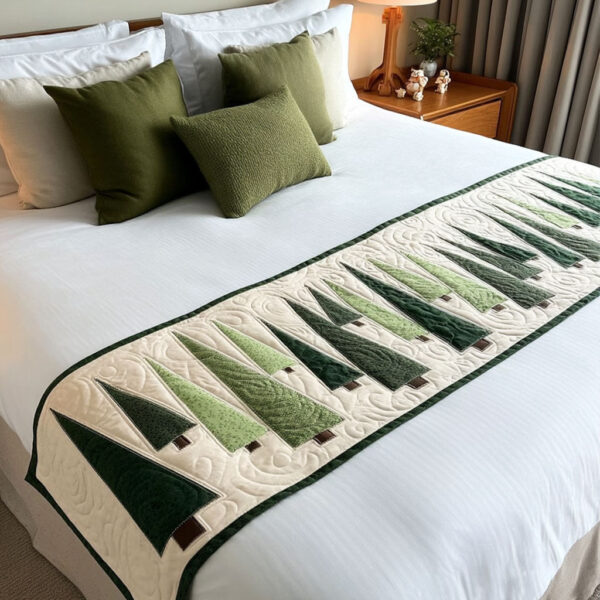 Evergreen Forest Quilted Bed Runner