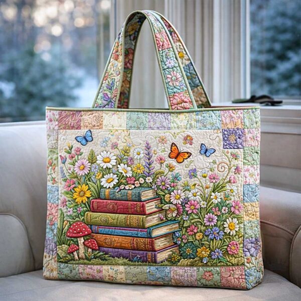 Wildflower Books Quilted Tote Bag