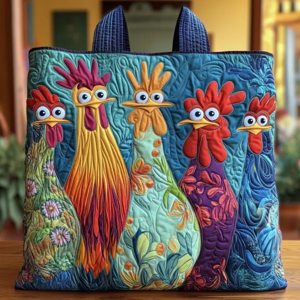 Funky Chicken Quilted Tote Bag III