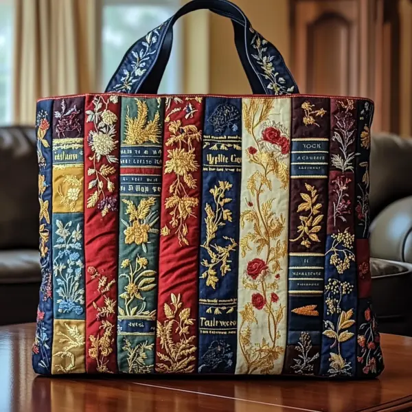 Bookish Quilted Tote Bag