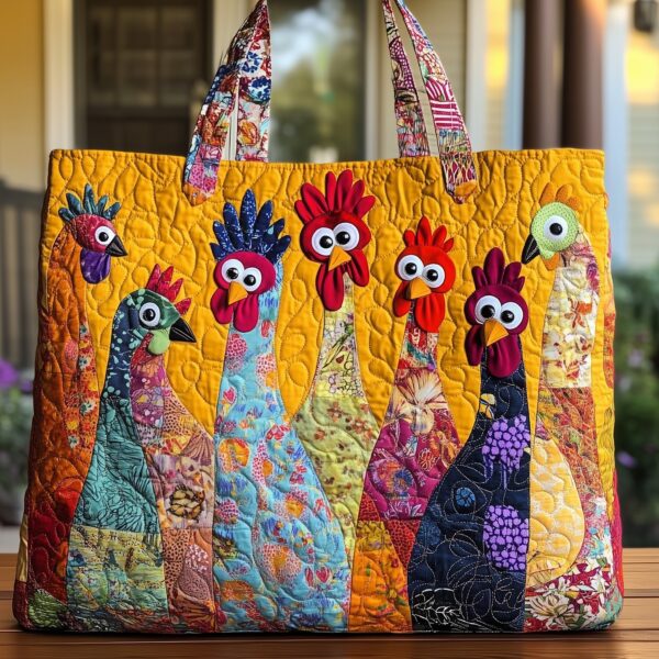 Funky Chicken Quilted Tote Bag IV