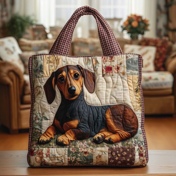 Farmhouse Dachshund Quilted Tote Bag