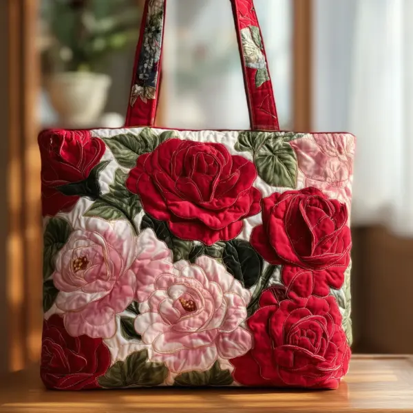 Amazing Roses Quilted Tote Bag