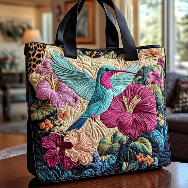Hummingbird Garden Quilted Tote Bag