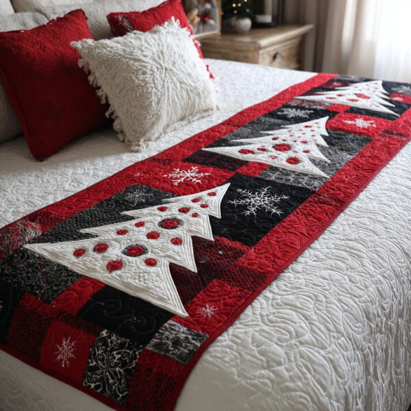 Snowy Forest Quilted Bed Runner