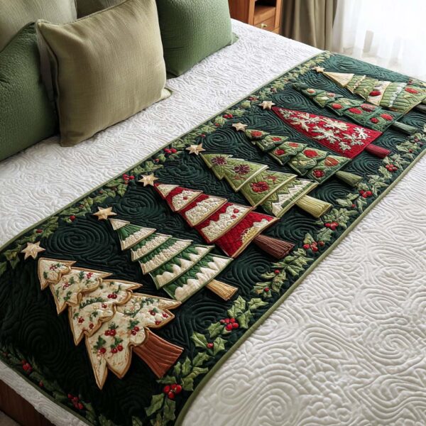 Christmas Forest Quilted Bed Runner