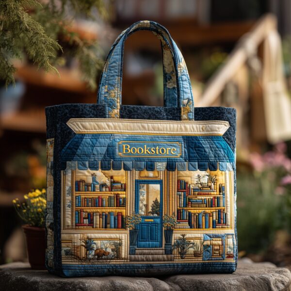 Charming Bookstore Quilted Tote Bag