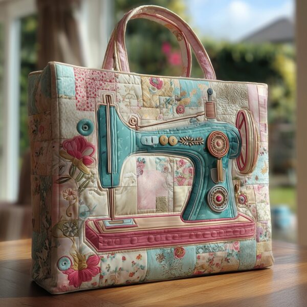 Artistic Sewing Machine Quilted Tote Bag II
