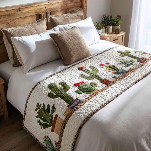 Cactus Cutie Quilted Bed Runner
