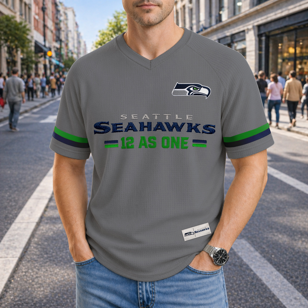 Seattle Seahawks Faux Embroidery T-Shirt - Image 2