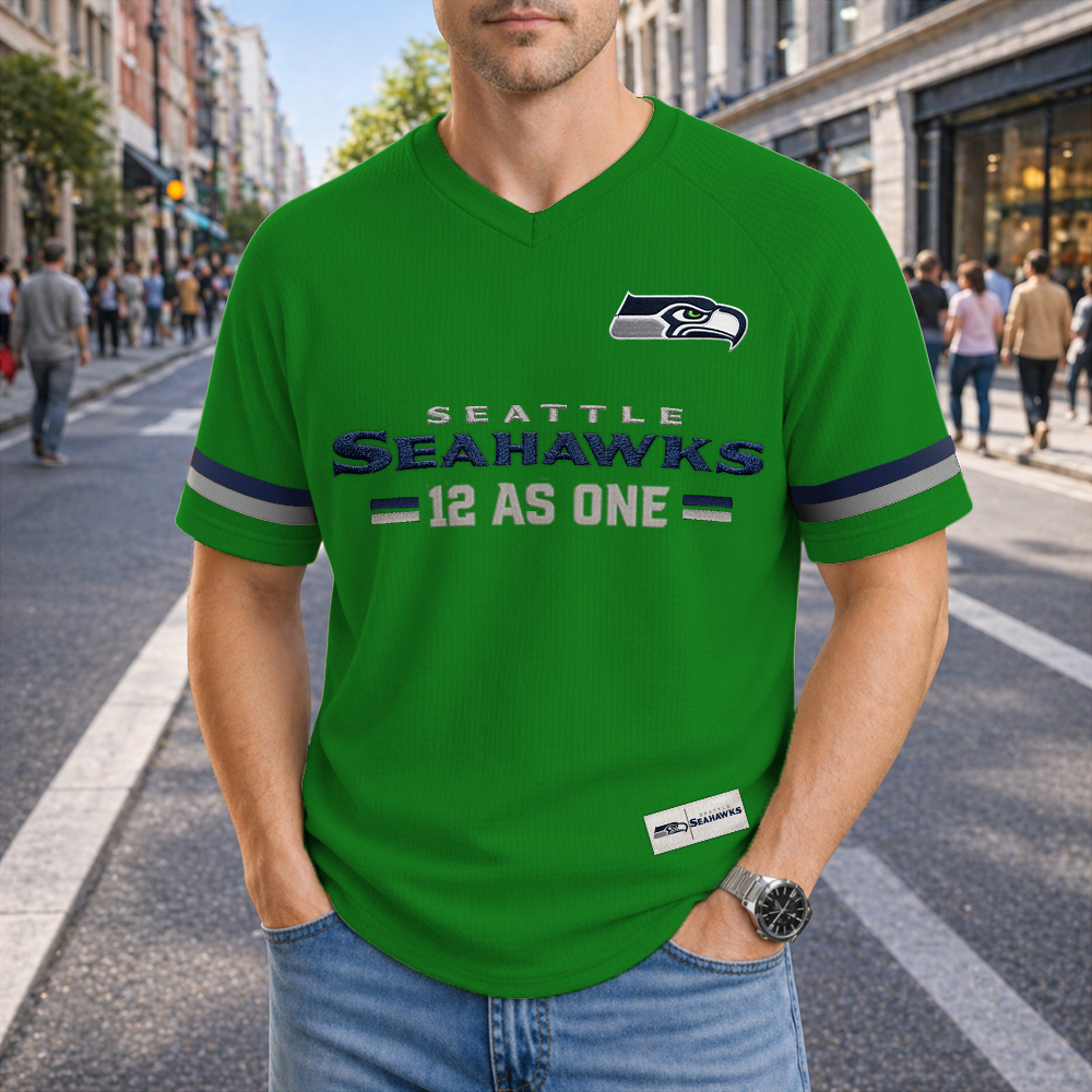 Seattle Seahawks Faux Embroidery T-Shirt - Image 3