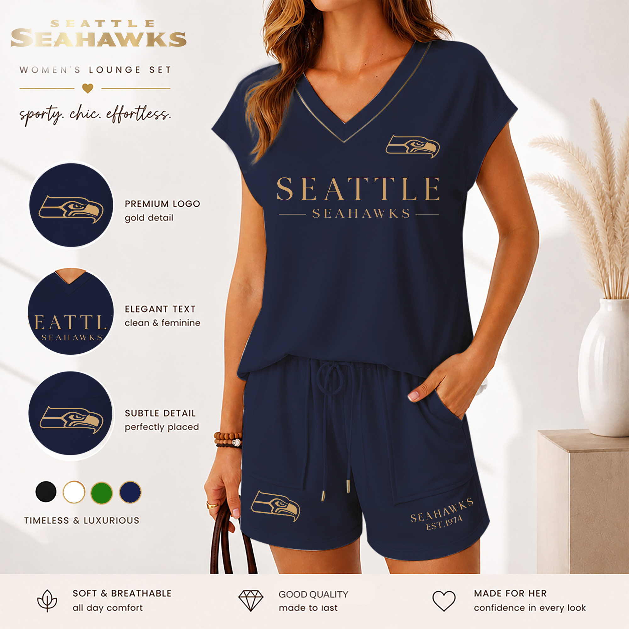 Seattle Seahawks Women's T-Shirt and Shorts Set