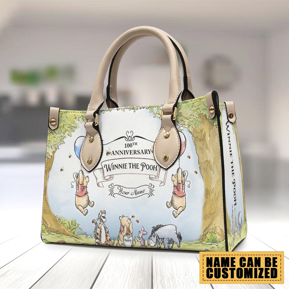 Personalized Winnie-the-Pooh 100th Anniversary Leather Handbag - Image 2