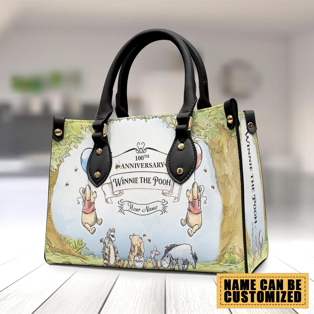 Personalized Winnie-the-Pooh 100th Anniversary Leather Handbag - Image 3