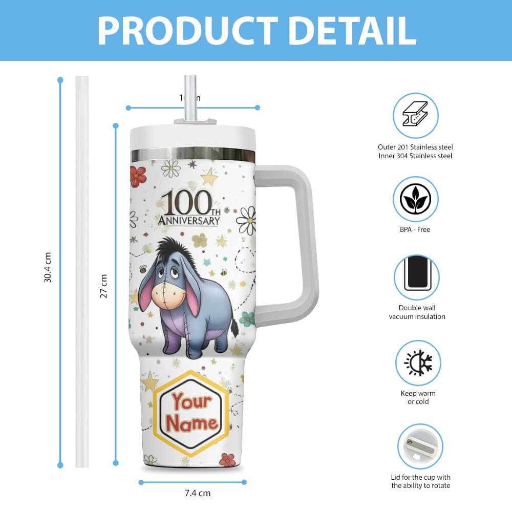 Personalized Winnie-the-Pooh x Eeyore 100th Anniversary 40oz Tumbler - Image 4