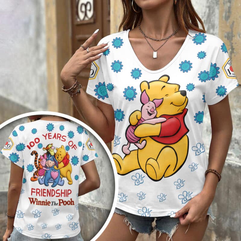 Winnie-the-Pooh-100th-Anniversary-3D-Womens-V-Neck-T-Shirt-HOATT17865.jpg