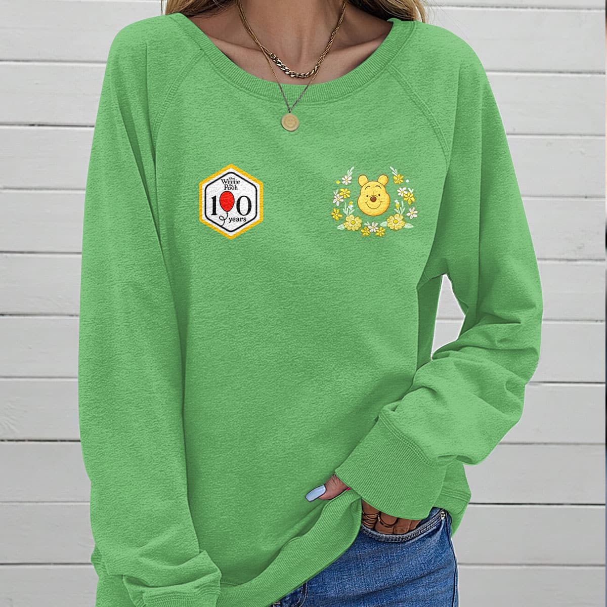 Winnie-the-Pooh 100th Anniversary Round Neck Raglan Sleeve Sweatshirt XIII - Image 2
