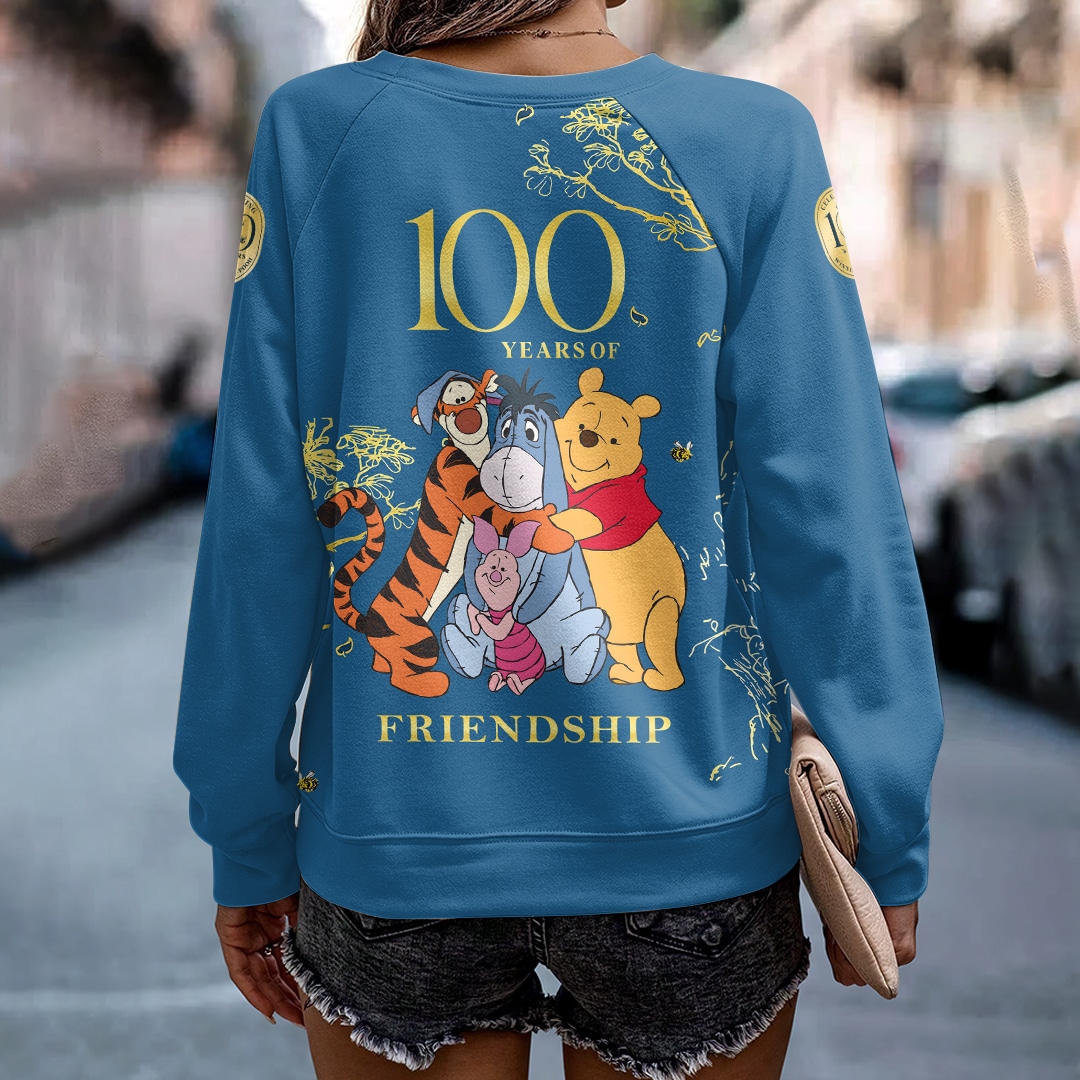 Winnie-the-Pooh 100th Anniversary Round Neck Raglan Sleeve Sweatshirt IX - Image 3