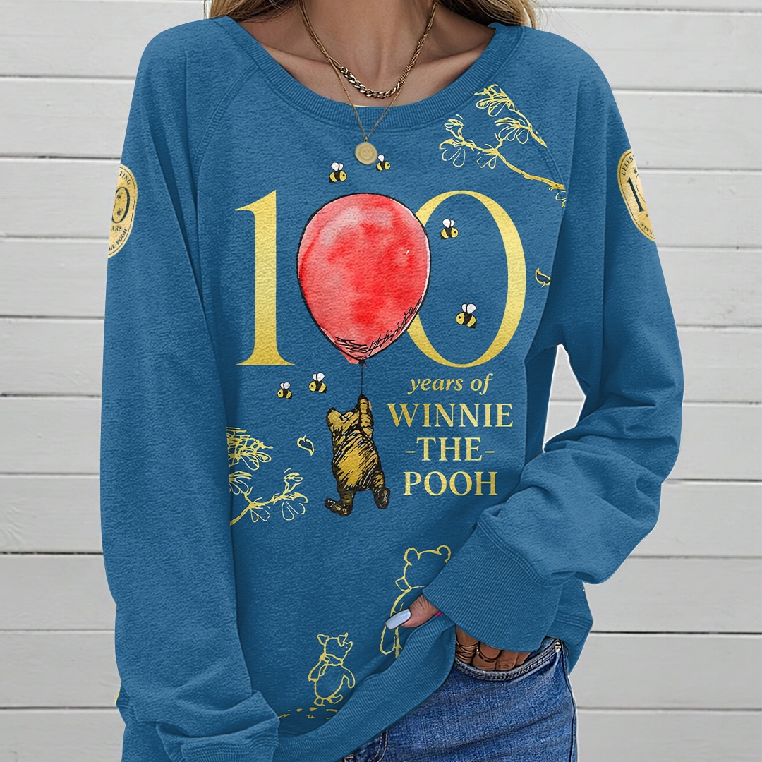 Winnie-the-Pooh 100th Anniversary Round Neck Raglan Sleeve Sweatshirt IX - Image 2