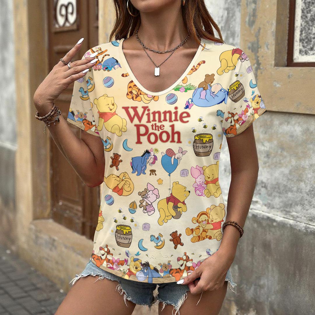 Winnie-the-Pooh 100th Anniversary 3D Women’s V-Neck T-Shirt X - Image 2