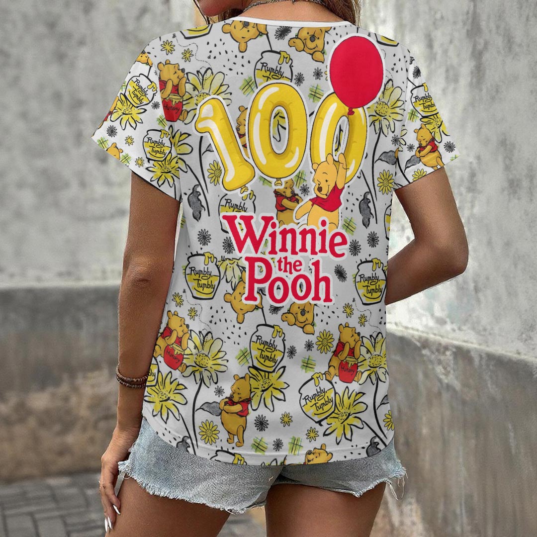Winnie-the-Pooh 100th Anniversary 3D Women’s V-Neck T-Shirt XII - Image 3
