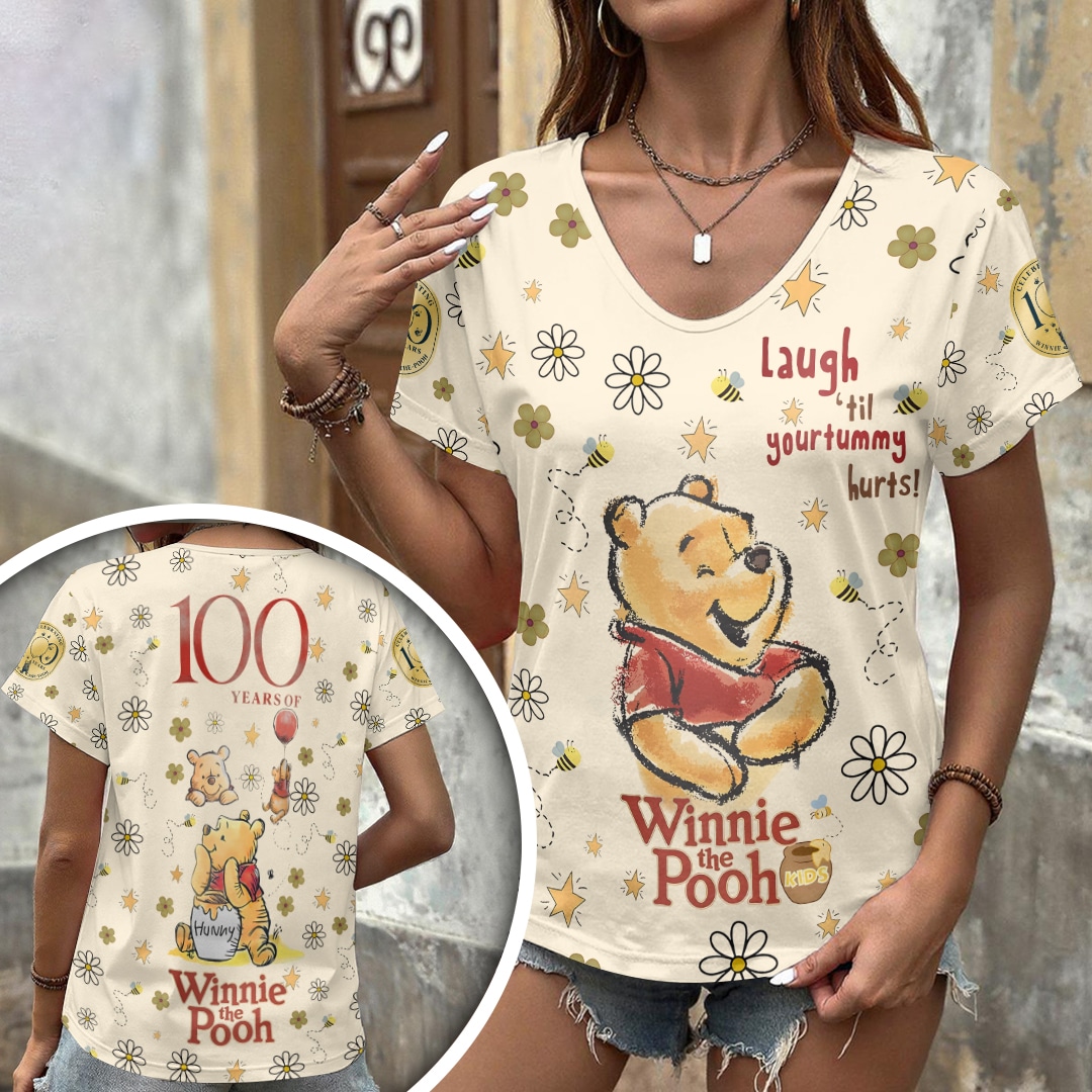Winnie-the-Pooh 100th Anniversary 3D Women’s V-Neck T-Shirt II